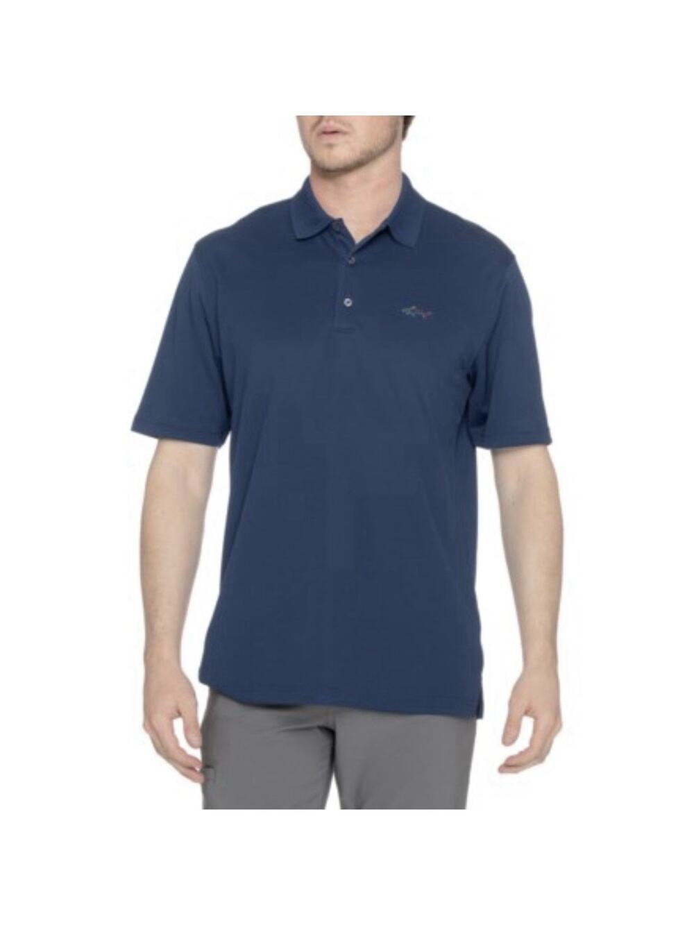 GREG NORMAN Classic Pique Shark Polo Men's Medium Play Dry Blue Golf Outdoor
